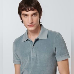 Tom Ford Men's Blue Sky Towel Polo. Size: 48 / M